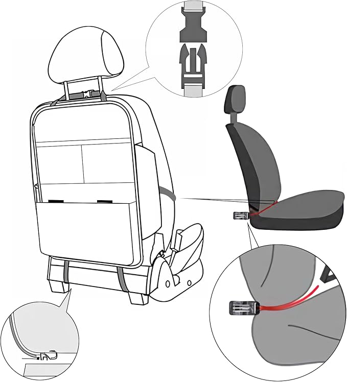 Seat Back Protector,Preventing the Impact of Children Stepping on the Seat Backrest,Beautiful appearance and easy to clean,black (Cream White -2 pcs)