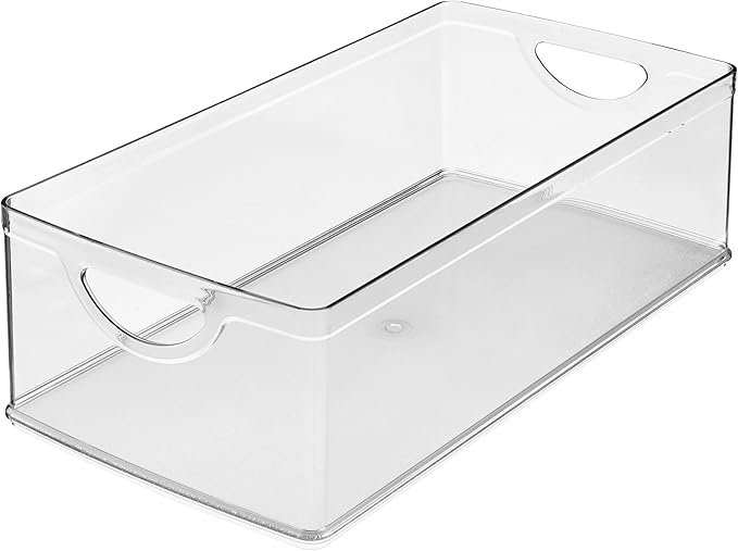 iDesign Stackable Clear Plastic Extra Long Storage Bin, Organizer for Kitchen Cabinet or Pantry