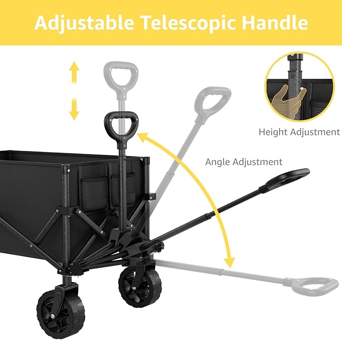 Collapsible Wagon with Wheels, Portable Wagons Carts Foldable, Folding Wagon Cart for Groceries, Sports Garden Shopping Utility Wagon