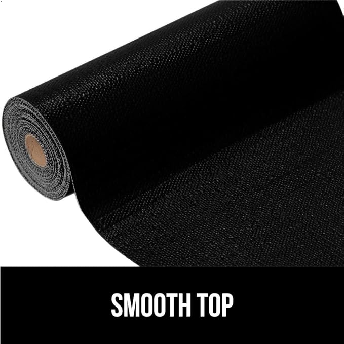 GORILLA GRIP DripGuard Shelf Liner, Non-Adhesive Drawer and Kitchen Cabinet Protector, Strong Grip Slip Resistant Underside, Smooth Surface Liners for Cabinets, Bathroom Closets, 17.5x240 Inch, Black
