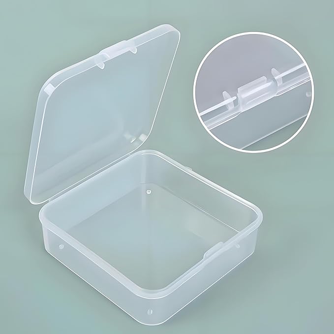 Small Bead Organizers-8 Pcs Plastic Storage Cases Mini Clear Bead Storage Containers Clear Boxes with Hinged Lid and Rectangle Craft Supply Case DIY Project with Label Stickers