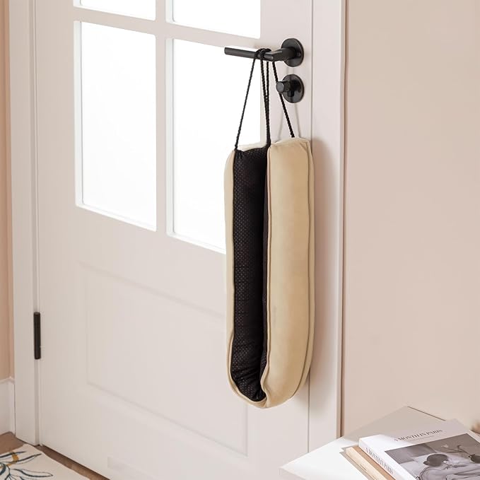 Sunolga 2 Packs 38 Inches 2.2LB Weighted Door Draft Stopper Filled with Glass Beads & Cotton, Removable Machine Washable Sound Proof Under Door Draft Blocker with Anti-Abrasion Bottom for Door, Beige