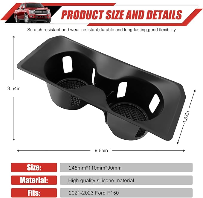 Cup Holder Coaster Insert Fit for 2021-2025 Ford F150 Center Console Cup Holder Inserts Cupholder Mat Pad Cupholder Liner for 2024 2025 Ford F150 Interior Accessories(for F150)