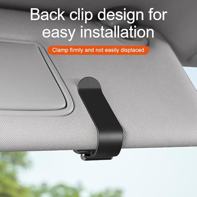 2 Packs Sunglasses Holders for Car Sun Visor, Metal One-Handed-Operation Sunglasses Clip, Car Visor Glasses Organizer, Universal Auto Interior Eyeglass Storage Hanger Accessories (Black)