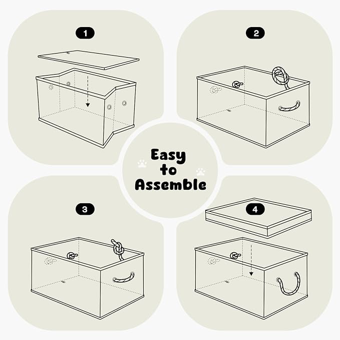 Dog Toy Basket with Lid, Dog Basket for Toys, Dogs Toy Box with Cotton Rope Handles, Collapsible Storage Bins for Pet Toys, Dogs Storage Organizer, Green