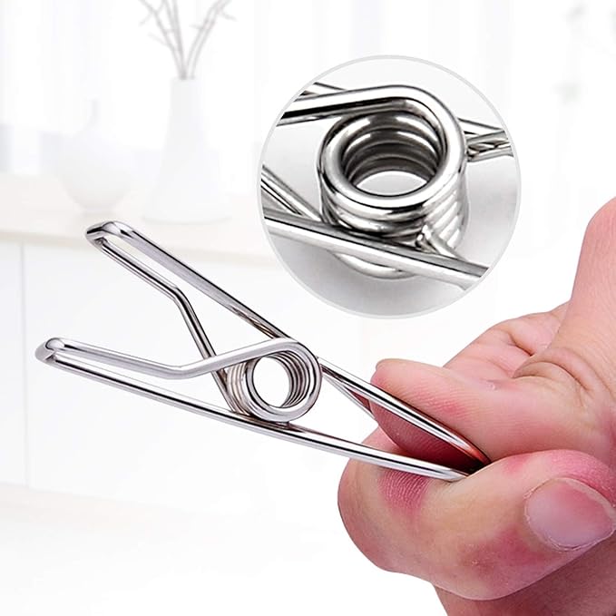 50 Pack Clothes Pins for Hanging Clothes, Stainless Steel ClothesPins Heavy Duty Outdoor Wire Clothes Pins Large Laundry Pins Metal Clips, 2.36inch/6cm