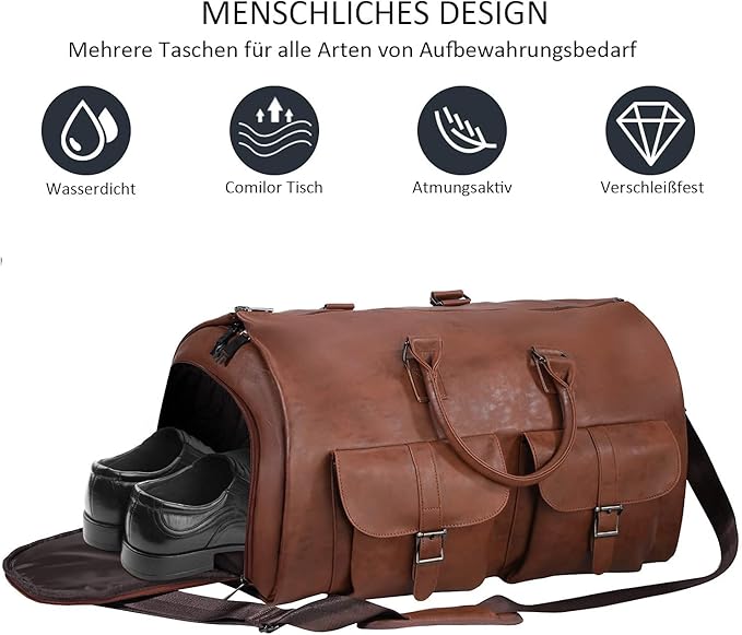 seyfocnia Convertible Travel Garment Bag, Carry-on Garment Duffel Bag for Men and Women - 2-in-1 Hanging Suitcase Suit Business Travel Bag
