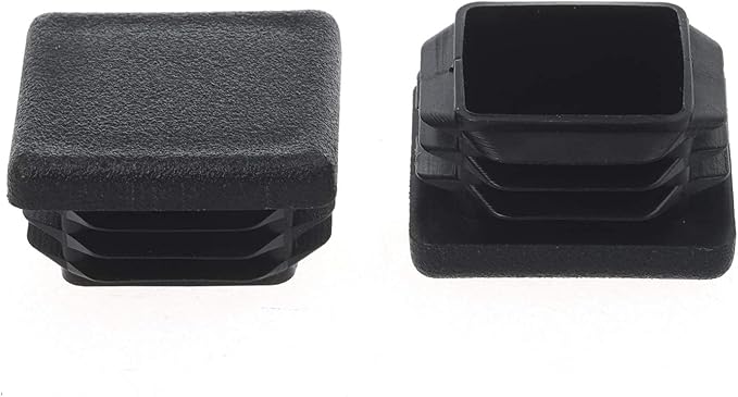1-1/4 Inch Square Plastic Plug, End Caps for Tubing Pipe OD 1-1/4" x 1-1/4" (not ID), Steel Chair Leg End Caps, Bar Stool Glides Inserts, Fence Plugs, Furniture or Fitness Equipment End Caps (12 Packs)