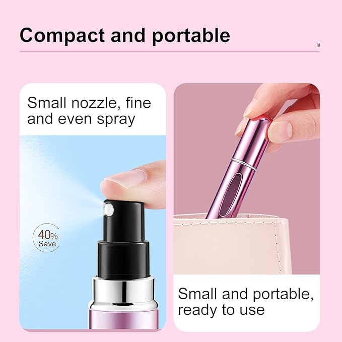 Yamadura Portable Mini Perfume Atomizer Bottle, Refillable Spray, Scent Pump Case, Travel (5ml, 4 Pack)(Red, Rose Red, Purple, Green)