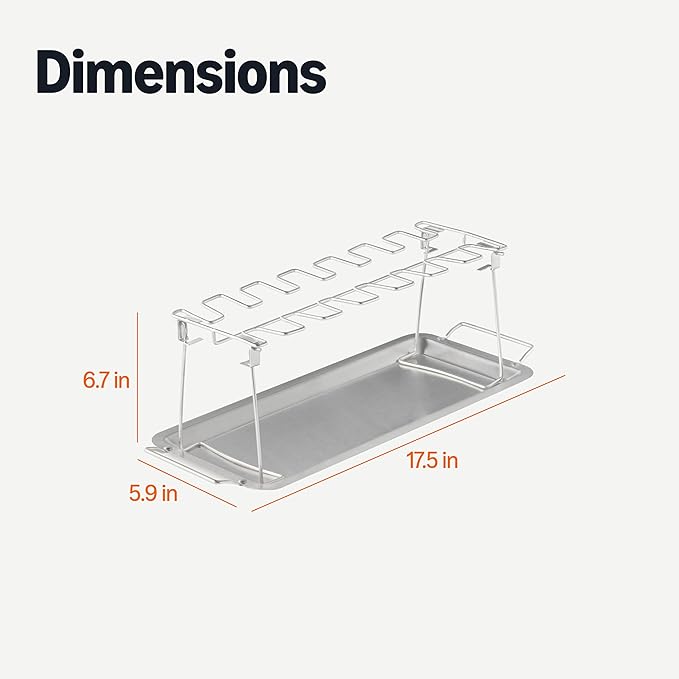 Amazon Basics Chicken Leg and Wing Rack, 14 Slots BBQ Chicken Drumsticks Holder, Food Grade Stainless Steel Roaster Stand for Smoking and Grilling, Oven, Charcoal Grill, Silver, 1-Pack