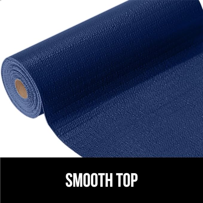 GORILLA GRIP DripGuard Shelf Liner, Non-Adhesive Drawer and Kitchen Cabinet Protector, Strong Grip Slip Resistant Underside, Smooth Surface Liners for Cabinets, Bathroom Closets, 12x120 in, Navy Blue