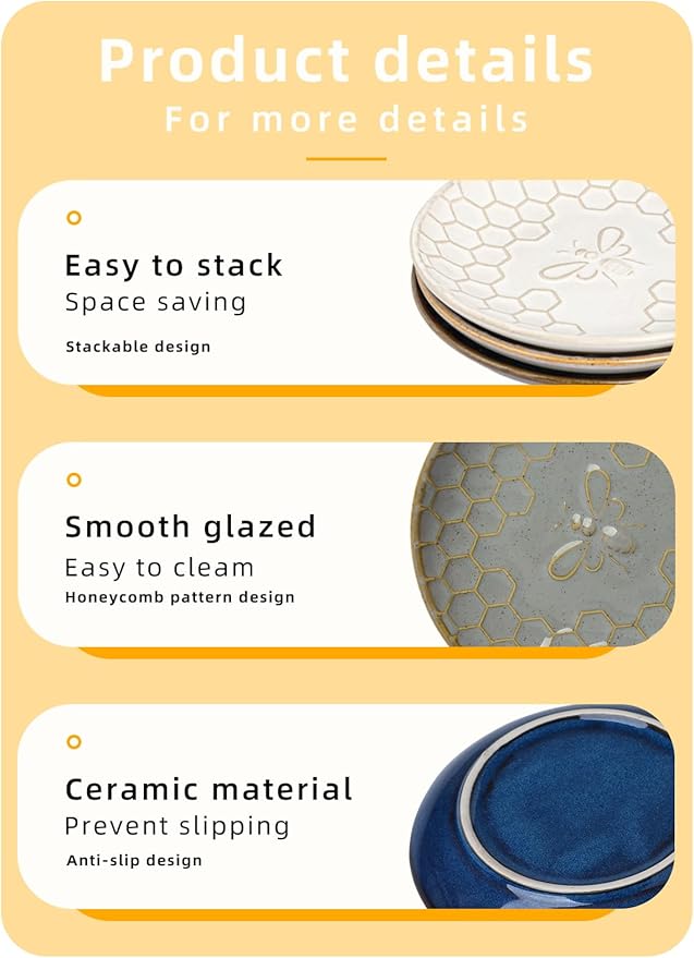 GDCZ Ceramic Jewelry Tray, 5.3" Decorative Dish, Personalized Jewelry Trays Tray with Pattern, Gifts for Friends, Sisters and Women,Set of 2 (Blue)