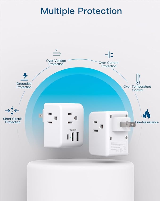 2 Pack US to Japan Plug Adapter, 2 Prong to 3 Prong Outlet Adapter with 3 AC Outlets 3 USB Ports(1 USB C), Type A Travel Power Converter Plug Adapter for USA to Japanese Canada Mexico Philippines Peru