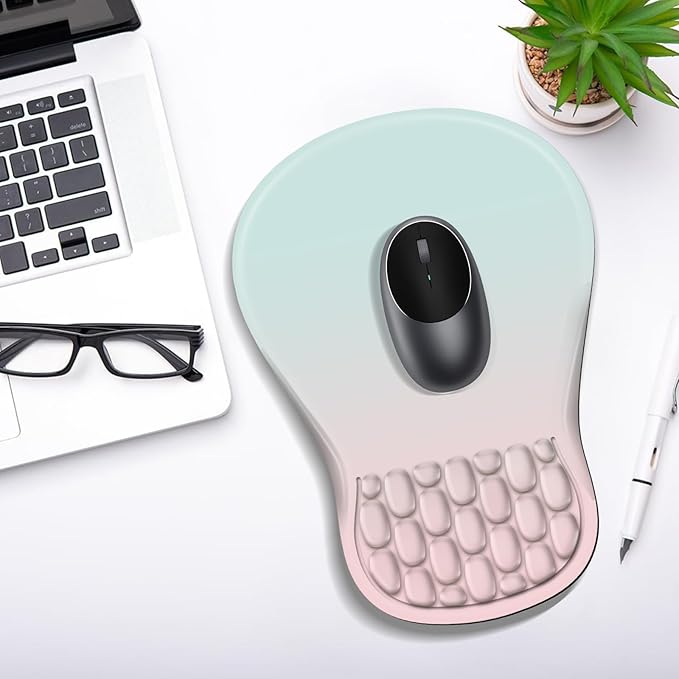 YIWEI Ergonomic Mouse Pad with Wrist Rest - Comfortable Office Mousepad with Memory Foam Wrist Support for Carpal Tunnel Relief, Mouse Pads with Non-Slip Base for Gaming and Home