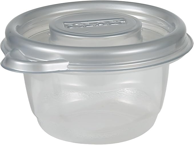 Glad GladWare Home Collection Mini Round Food Storage Containers, Small BPA Free Plastic with Silver Metallic Lid, Snack and Portion Control Containers, Microwave Dishwasher Safe, 4 Oz, 8 Count