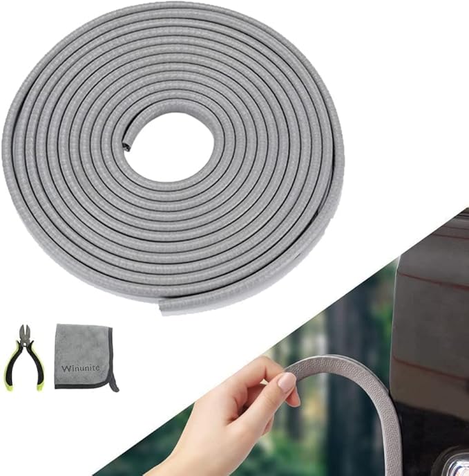 Winunite 16.4ft(5m) Car Door Edge Guards Light Gray– Fits Most Vehicles, No Glue, U-Shaped, Built-in Metal Clips, Scratch and Chip Resistant – Reduces Dings in Parking Lots