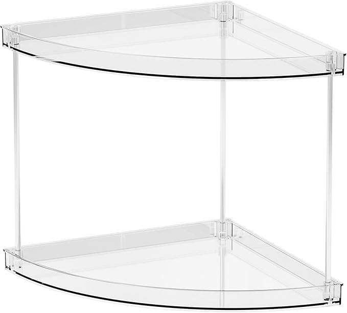 Yieach Clear Corner Bathroom Counter Organizer,2Tier Tiered Countertop Corner Shelf for Perfume,Beauty Products,Makeup Organizer,Skincare Organizers,Vanity Storage Tray for Bedroom,Bathroom Sink Shelf