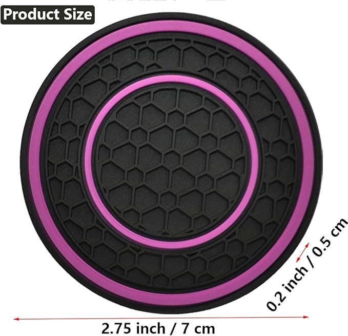 Car Cup Coaster Universal Automotive Waterproof Non-Slip Cup Holders Sift-Proof Spill Holder Car Interior Accessories 4 Pack Black & Purple