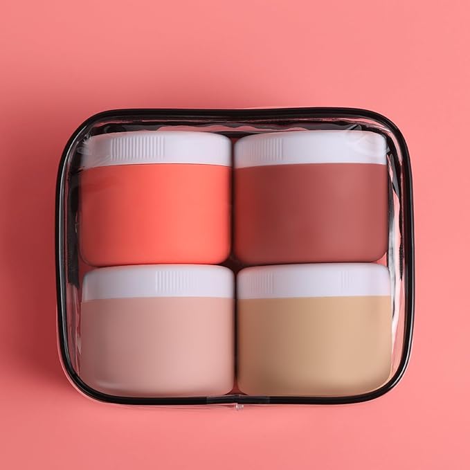 Travel Containers for Toiletries, Silicone Cream Jars BPA-Free, Leak-proof 1.35oz Travel Size Containers, Portable Size Silicone Jars with Lid for Cosmetic Face Hand Body Cream (4 Pack)