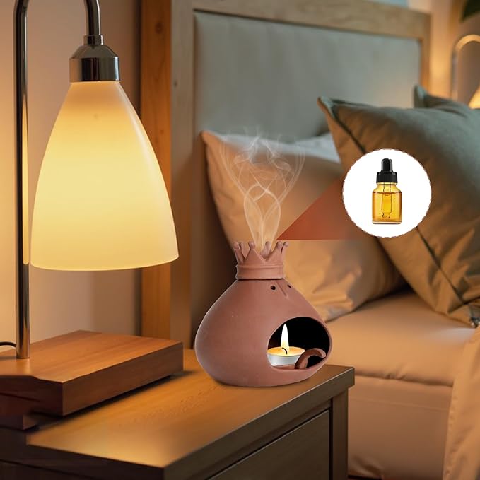 Terracotta Palo Santo Holder Incense Burner with Chimney for Yoga, Relaxation, Meditation, Sticks Dish, Sage Ash Catcher, Smudge Bowl, Cone Burner, Essential Oil Burning, Gift for Women Christmas