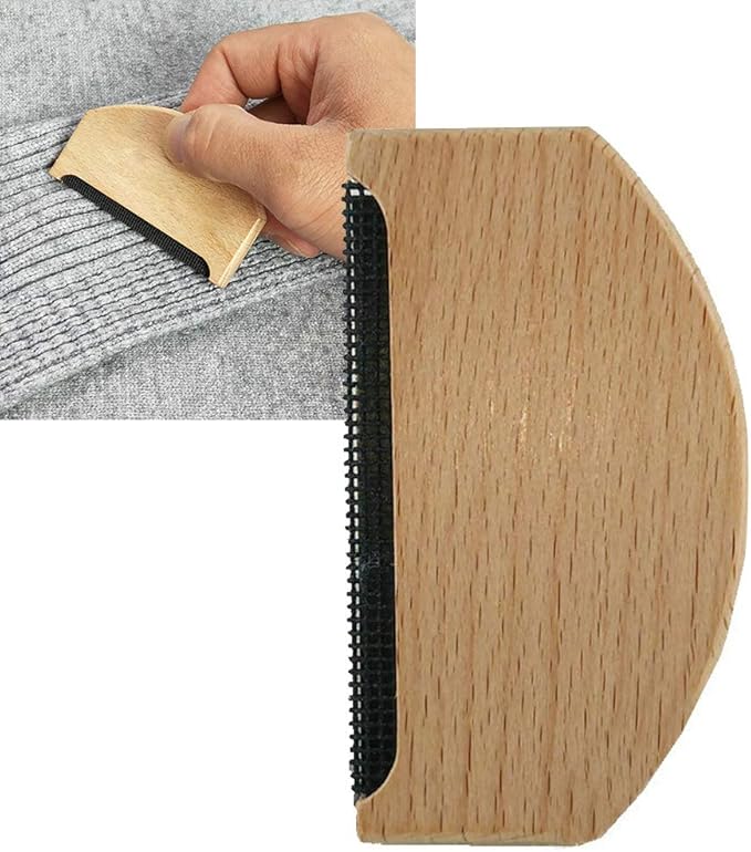 Comfy Wood Cashmere & Fine Wool Comb for De-Pilling Sweaters & Clothing,Fabric Lint R emover Manual Portable Clothing Brush Tool for Knits Woolens Scarves Wool Coats Pants Care