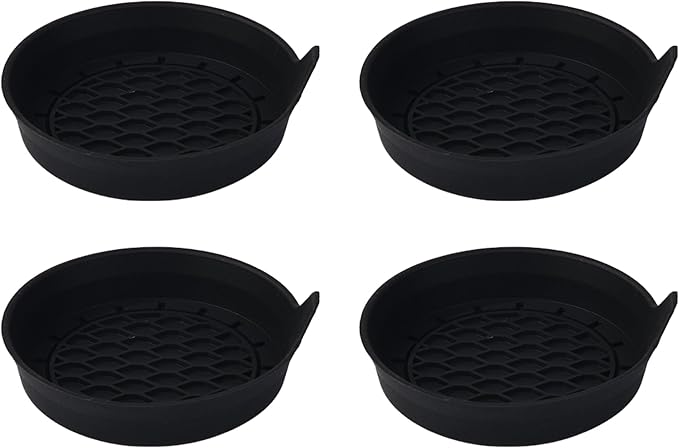 4PCS Car Cup Holder Coaster, Silicone Non-Slip Vehicle Cup Holder Insert Pads, Automotive Interior Insulation Drink Cup Mats Decor Accessories, Universal for SUV, Sedan, Truck (Black)