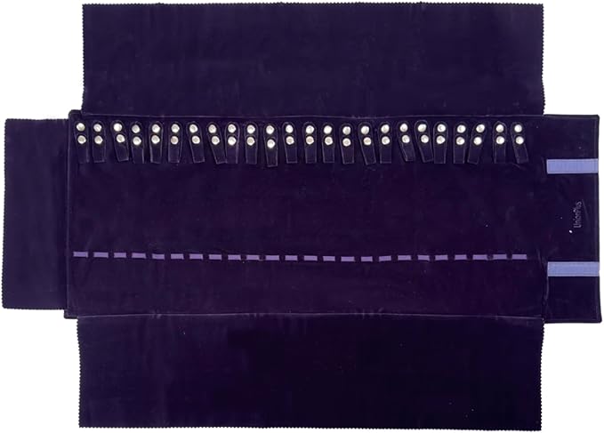 UnionPlus Velvet Travel Jewelry Roll Bag Organizer for Necklace, Elastic Band and Anti-winding, Large, Purple