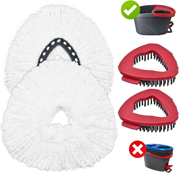 Mop Heads Replacements for Ocedar, Mop Replace Head for O Cedar, Mop Heads for O Cedar, Mop Replace Head for Cedar, Mop Heads for O Cedar Spin Mop Include 2 Pack Mop Refills & 2 Pack Scrubber Mop Head