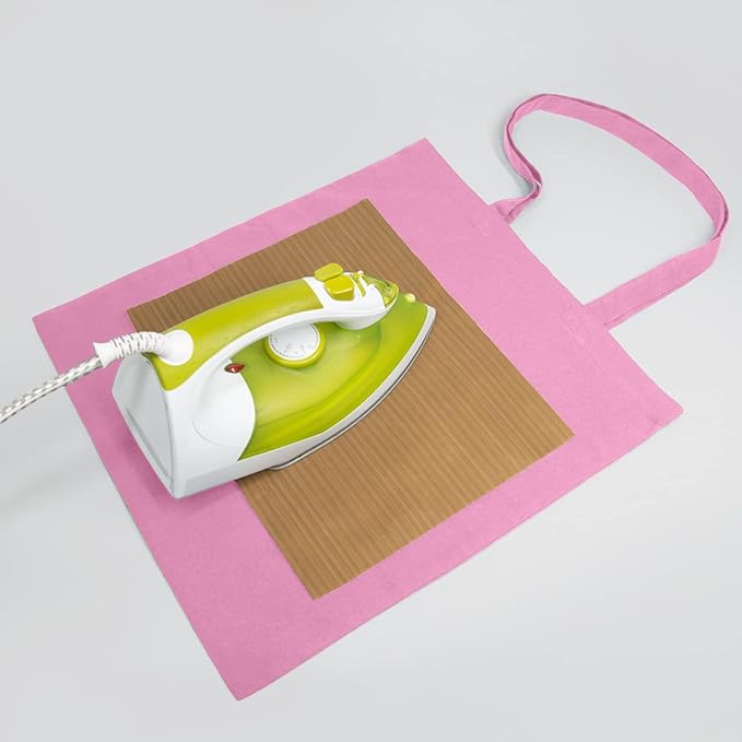 NPBAG 1 Pack 15'' X 16'' Baby Pink Cotton Tote Bag, Lightweight Blank Bulk Cloth Bag with 1pc of PTFE Teflon Sheet