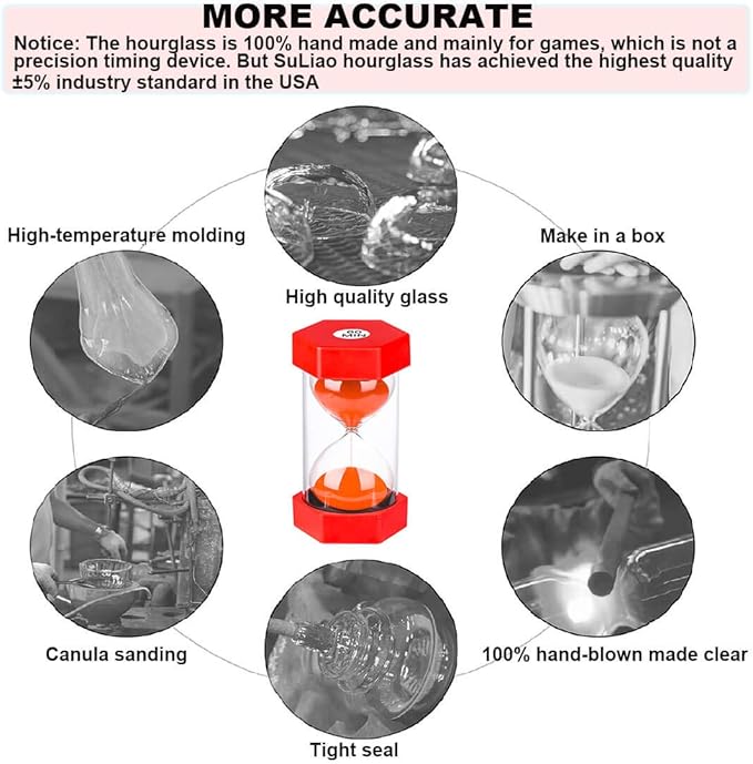 3 Minute Sand Hourglass Timer: Plastic Sand Clock 3 Minutes, Large Red Sand Watch 3 Min, Colorful Hour Glass Sandglass Timer for Kids, Games, Classroom, Kitchen, Decorative