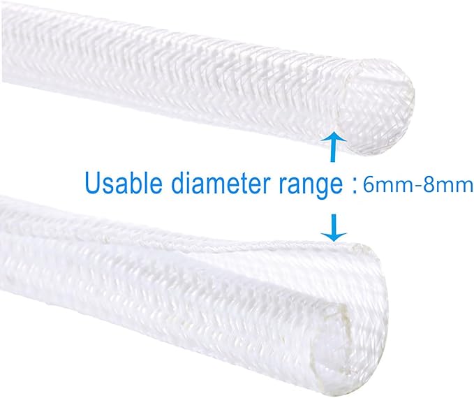 1/4" x50ft Split Sleeve Cable Organizer - Wire Protector Sleeving for Desk, PC, TV, Home Office | Cord Management Cover, Easy Install, White