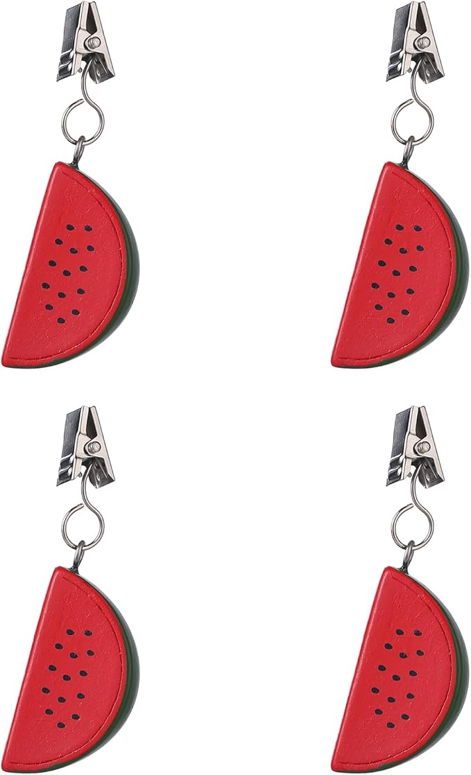 TwoFish Home Set of 4 Watermelon Resin Tablecloth Weights Clips Handicraft Watermelon Tablecloth Clamps Pack of 4