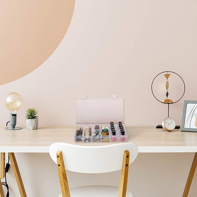 2 Pack 36 Grids Bead Organizer Box, Plastic Craft Organizers and Storage with Adjustable Dividers, Screw, Parts & Tackle Box for Jewelry Making, Art Supplies and Rock Display Case