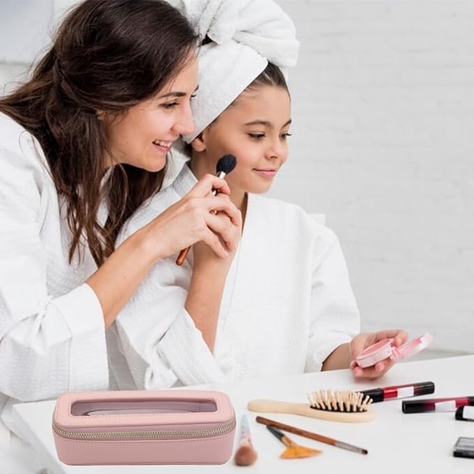 Travel Clear Makeup Bag Set, TSA Approved Cosmetic Bag Case with Zipper Portable Makeup Pouch Toiletry Bag Women Traveling Cosmetic Organizer Storage Bag Car Organizer Car Essentials for Women