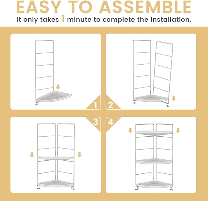 3-Tier Bathroom Counter Organizer, Plastic Bathroom Organizer, Tool-Less Installation Makeup Vanity Tray, Bathroom Organizer Countertop Skincare Perfume Organizers (Chrome)