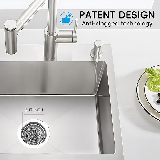 2 Set Kitchen Sink Strainer (Silver): with Adapter, Flexible Insert Chain Mesh Screen. 304 Stainless Steel, Clog-Free Catcher for Universal Sizes (Garbage Disposal)