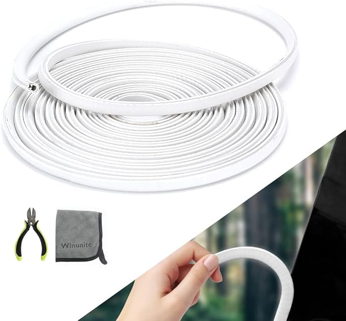 Winunite 65.6ft(20m) Car Door Edge Guards White – Fits Most Vehicles, No Glue, U-Shaped, Built-in Metal Clips, Scratch and Chip Resistant – Reduces Dings in Parking Lots