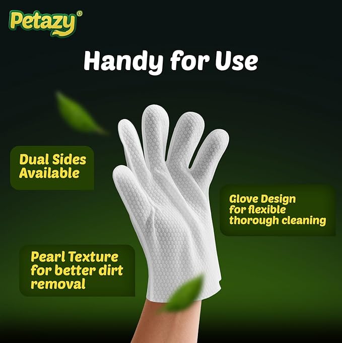 Pet Glove Wipes for Dogs & Cats – 25 Pack | Hypoallergenic, No Rinse, Extra Thick Cleaning Gloves with Aloe & Coconut Oil | Paws, Face, Ears & Butt | Travel Friendly, Gentle & Safe