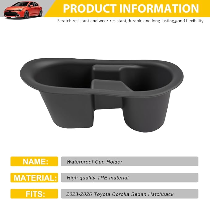 Cup Holder for 2023-2026 Toyota Corolla Sedan Hatchback Center Console Cup Holder Insert Cupholder Organizer Coaster Liner for 23-26 Corolla Interior Accessories