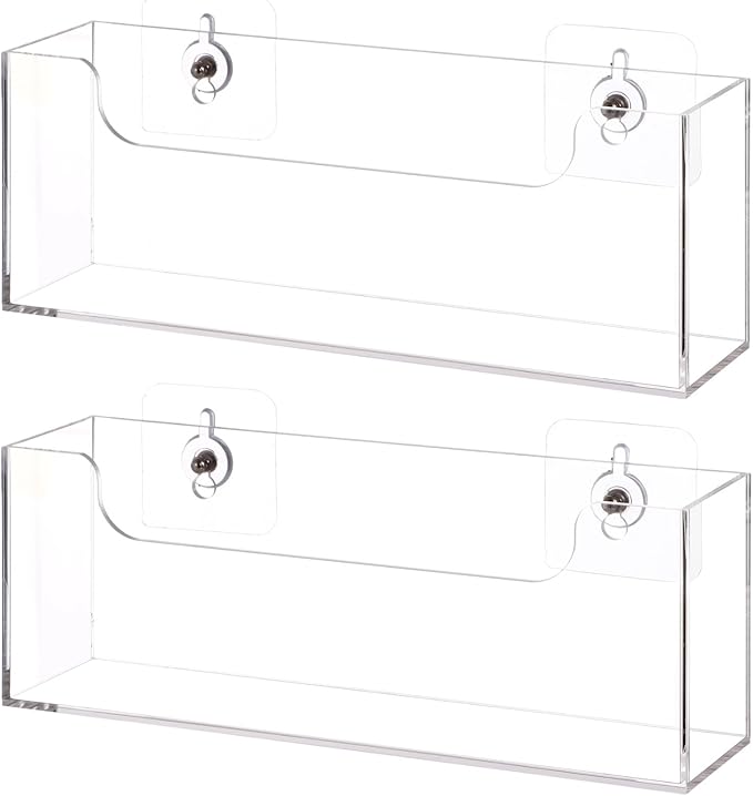 Homaisson Clear Acrylic Mail Holder Box for Desk or Wall Mount, Mail Organizer Countertop, Modern Wall Mounted or Tabletop Mailbox, Letter Storage Organizer Box (Clear-2PCS)