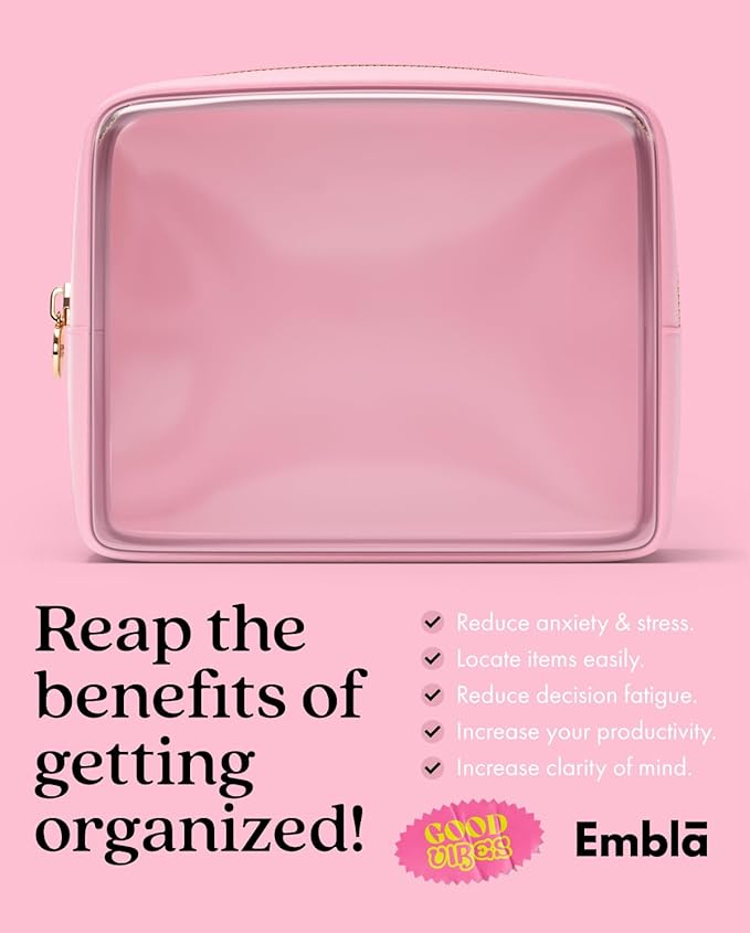 Clear Makeup Bag Zipper Pouch, Transparent Cosmetic Case Organizer, TSA Approved Travel Toiletry Case, Travel Accessories Essentials Makeup Tote for Women, Large Cute Make up Bag for Purse - Flamingo