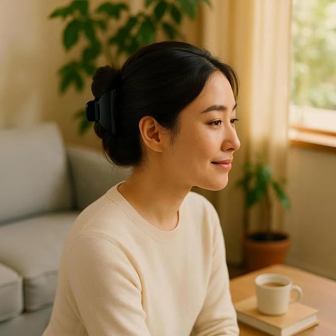 Big Claw Hair Clips for Women Hair Jaw Clips Large Hair Claw Clamps Acetate Hair Clip 2 Pack,Black/Beige