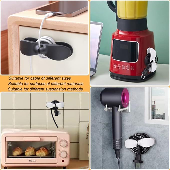Cord Organizer for Appliances, 10PCS Kitchen Appliance Cord Winder Cable Organizer, Cord Holder Cord Wrapper for Appliances Stick on Pressure Cooker, Mixer, Blender, Coffee Maker, Air Fryer