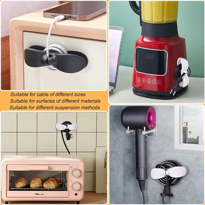 Cord Organizer for Appliances, 4PCS Kitchen Appliance Cord Winder Cord Organizers, Cord Holder Cord Wrapper for Appliances Stick on Pressure Cooker, Mixer, Blender, Coffee Maker, Air Fryer