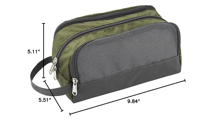 Yeiotsy Boys Toiletry Bag - Kids Travel Dopp Kit with Mesh Pockets, Compact Organizer for Gym, Camping, Hiking (Army Green)