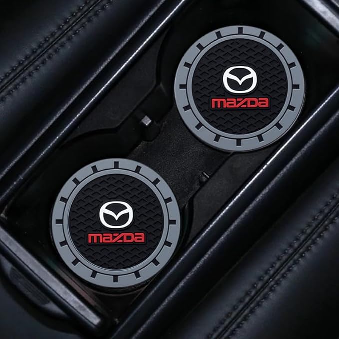 Silicone 2PCS Car Cup Mat Holder Coasters Compatible with Mazda M2 M3 M5 M6 MX5 RX7 RX8 A8 CX9 MX6 R3 CX-5 CX-7 CX-8, Non-Slip Car Coasters for Cup Holder Interior