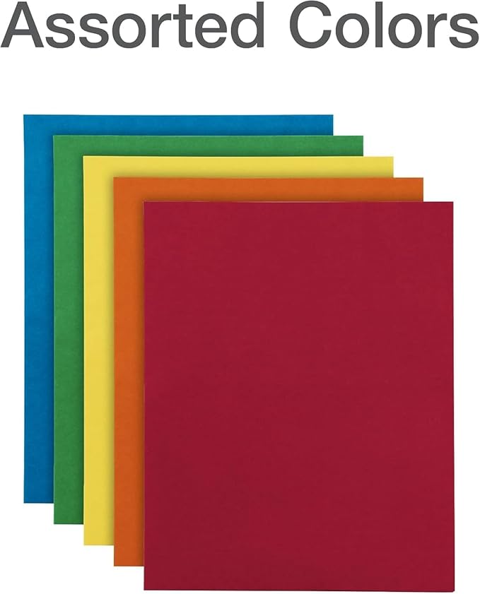 Oxford Two Pocket Folders, Textured Paper, Assorted Colors (Blue, Red, Yellow, Orange, Green), For School, Home, and Office, Letter Size, 25 Per Box (57513EE)