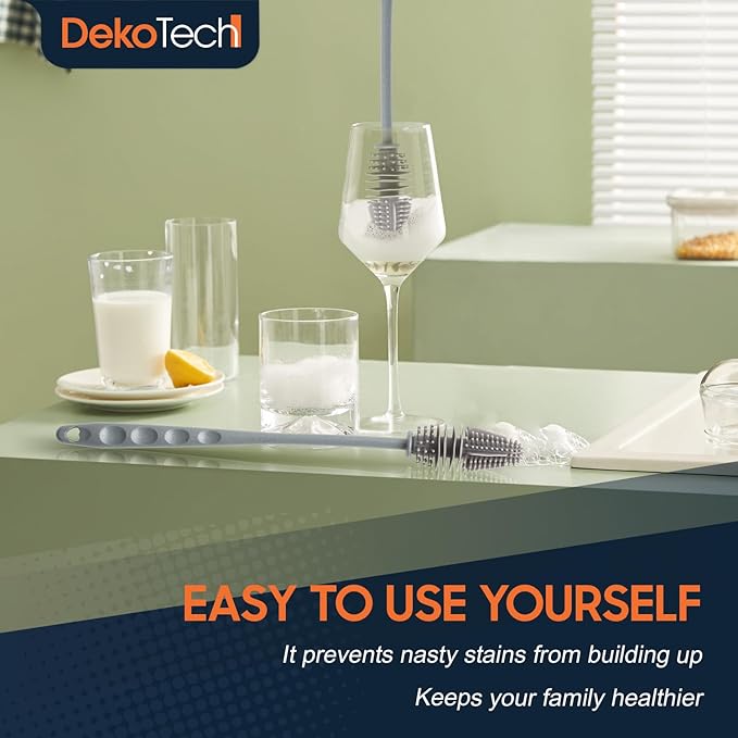 11-Inch Silicone Bottle Brush – Long-Handle Soft Bristle Cleaner for Effortless Deep Cleaning of Bottles, Glassware, Thermoses & Kitchen Containers