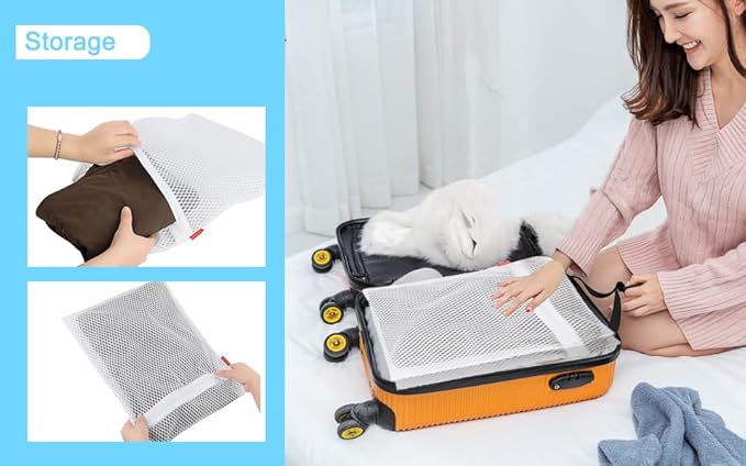 5 Pack Durable Mesh Laundry Bags & Lingerie Bags For Washing Delicates, Shoes & Sock Travel Organizer 16 x 12.5 Inches