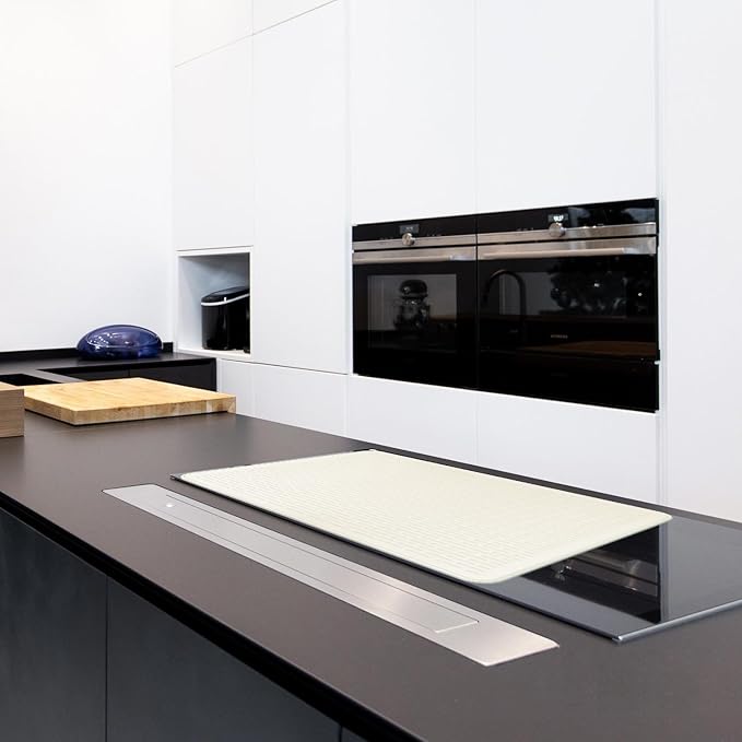 YUHFERA Stove Top Cover for Electric Stove - Silicone Stove Mat for Glass Top, Glass Cooktop Protector, XL Dish Drying Mats for Kitchen,Oven Covers for Electric Stove (Beige,28 x 20)
